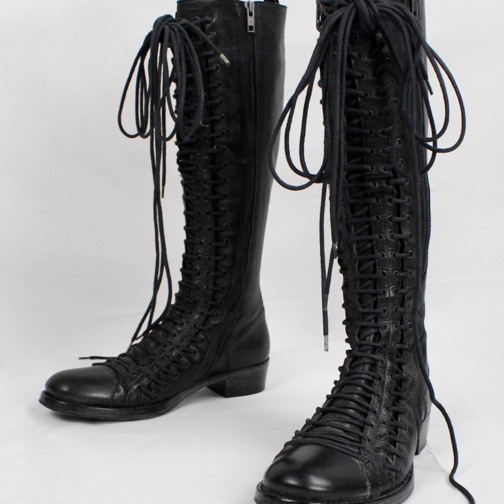 Ann Dem - F/W 08 - Triple Laced-Up Calf-Length Boots